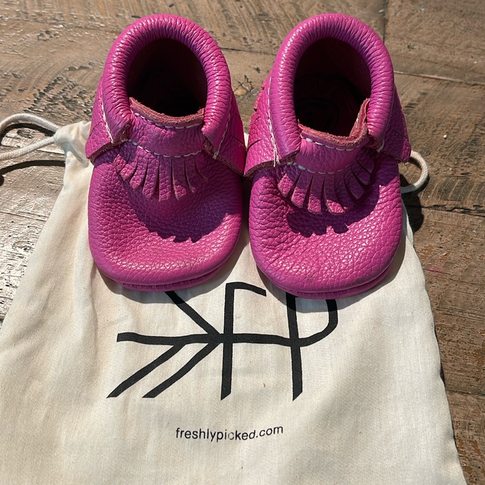Freshly Picked Pink Leather Moccasins size 2